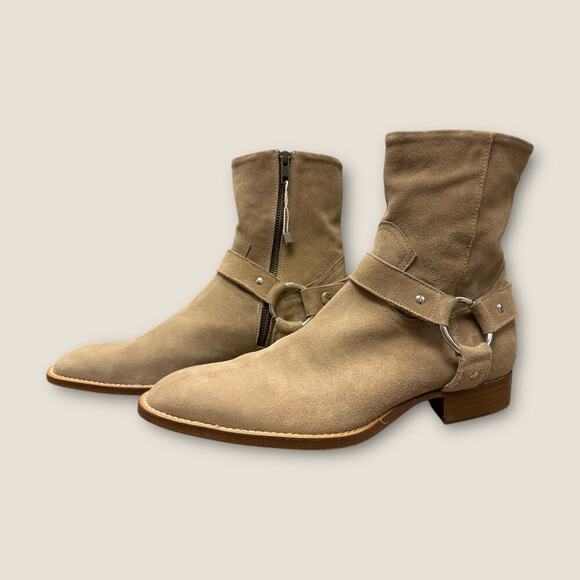 Lemaré Leather Harness Ankle Boots in Sand - Picture 3 of 5